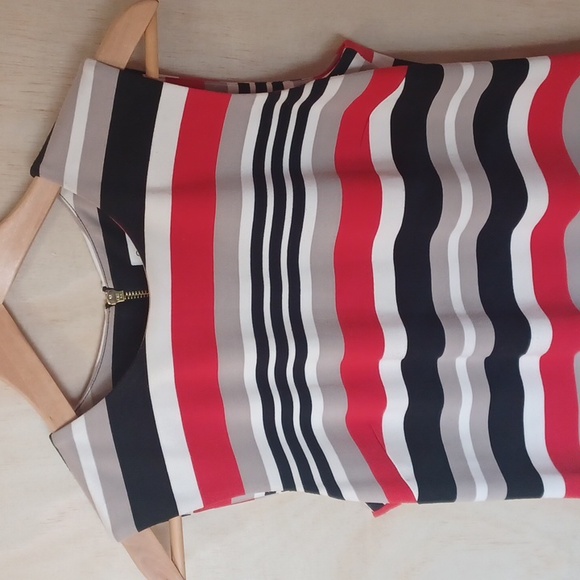 Calvin Klein Striped Sheath Dress, Sleeveless, Knee Length, Soft, Size 8 - Picture 3 of 11